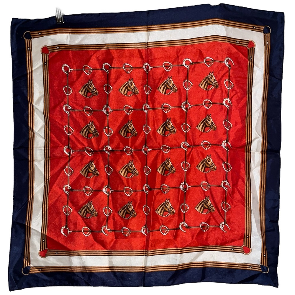 VTG equestrian scarf 22x22in hand printed in Japan 99% sure RICHEL PARIS SCARF